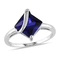 Womens Lab Created Sapphire Sterling Silver Cocktail Ring