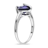 Womens Lab Created Sapphire Sterling Silver Cocktail Ring