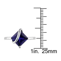 Womens Lab Created Sapphire Sterling Silver Cocktail Ring