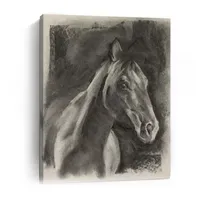 Lumaprints Charcoal Horse Study On Grey I Giclee Canvas Art