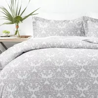 Casual Comfort Soft Damask Pattern Oversized Duvet Cover Set