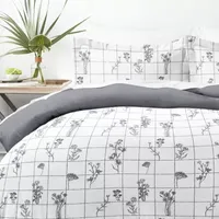 Casual Comfort Flower Field Pattern Oversized Reversible Duvet Cover Set