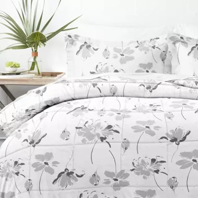 Casual Comfort Vintage Magnolia Midweight Down Alternative Comforter Set,  Color: Gray - JCPenney