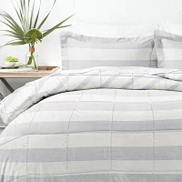 Casual Comfort Premium Down Alternative Distressed Stripe Reversible Comforter Set