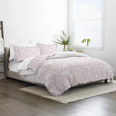 Casual Comfort Premium Down Alternative Pressed Flowers Reversible Comforter Set