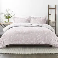 Casual Comfort Premium Down Alternative Pressed Flowers Reversible Comforter Set