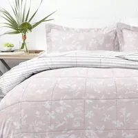 Casual Comfort Premium Down Alternative Pressed Flowers Reversible Comforter Set