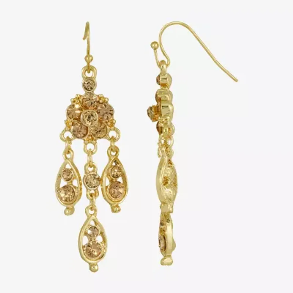 1928 Gold Tone Chandelier Earrings