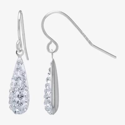 Silver Treasures Crystal Sterling Pear Drop Earrings