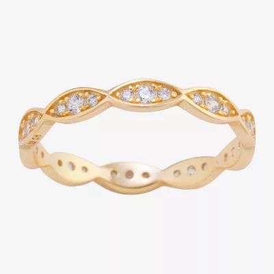 Silver Treasures Cubic Zirconia 14K Gold Over Band