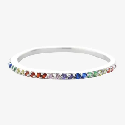 Silver Treasures Cubic Zirconia Sterling Round Band