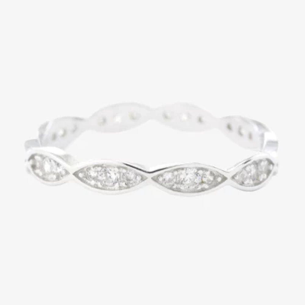 Silver Treasures Cubic Zirconia Sterling Round Band