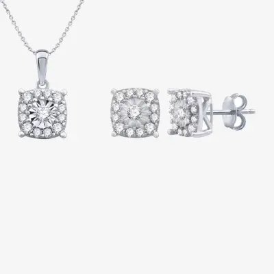 Womens 1 CT. T.W. Natural White Diamond Sterling Silver 2-pc. Jewelry Set