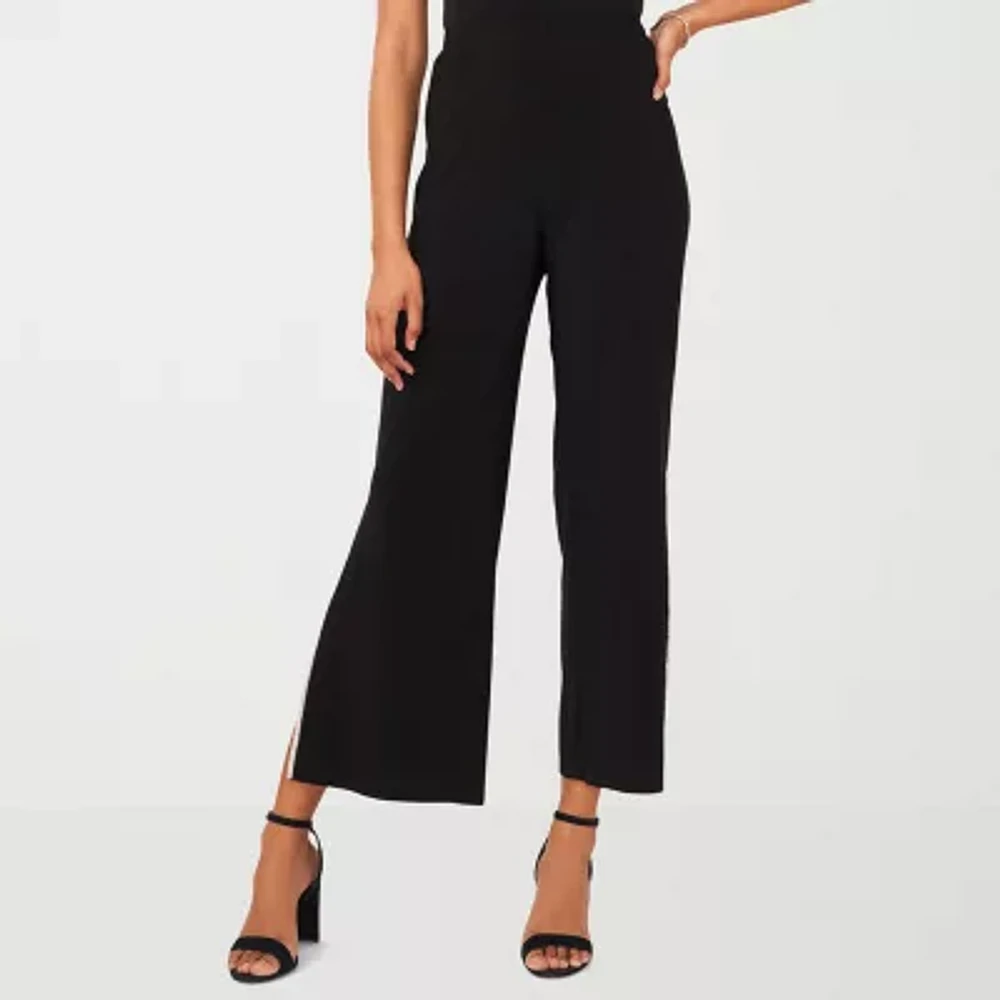 MSK Womens Mid Rise Embellished Trim Straight Palazzo Pant-Petite