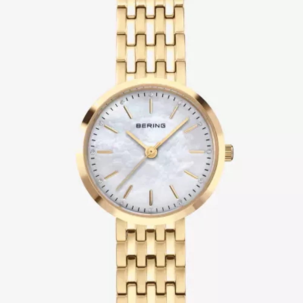 Bering Womens Gold Tone Stainless Steel Bracelet Watch 19126-734