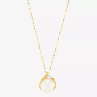 Certified Sofia™ Cultured Freshwater Pearl & Diamond-Accent 10K Gold Pendant Necklace
