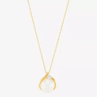 Certified Sofia™ Cultured Freshwater Pearl & Diamond-Accent 10K Gold Pendant Necklace