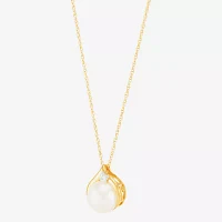 Certified Sofia™ Cultured Freshwater Pearl & Diamond-Accent 10K Gold Pendant Necklace