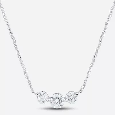 (Si1-Si2/ H-I) Womens 1 CT. T.W. Lab Grown White Diamond 10K White Gold Round Pendant Necklace