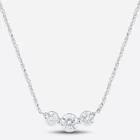 (Si1-Si2/ H-I) Womens 1 CT. T.W. Lab Grown White Diamond 10K White Gold Round Pendant Necklace