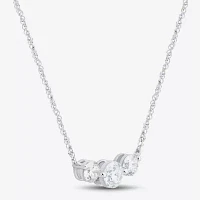 (Si1-Si2/ H-I) Womens 1 CT. T.W. Lab Grown White Diamond 10K White Gold Round Pendant Necklace