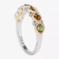 Marvel Fine Jewelry Diamond Accent Genuine Yellow Citrine 14K Gold Over Silver 5-Stone Crossover Band