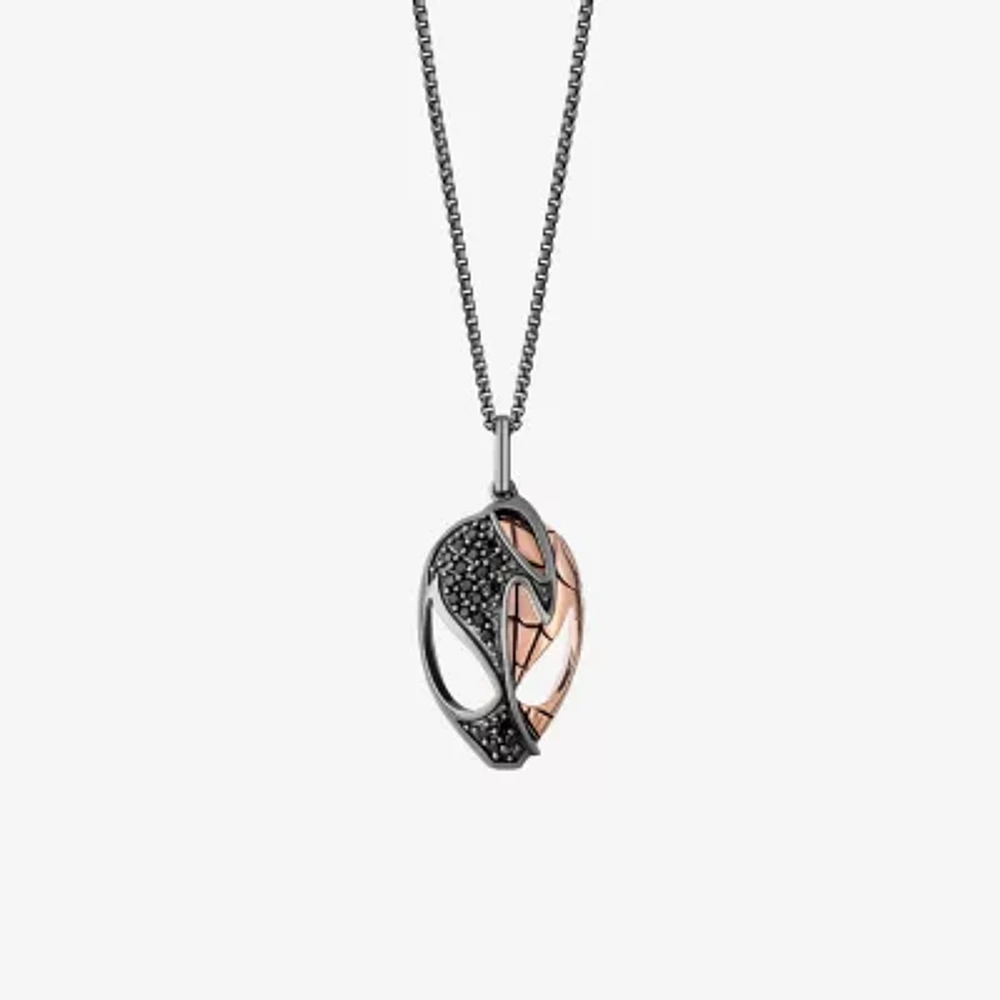 Marvel Fine Jewelry Womens 1/6 CT. T.W. Natural Black Diamond 14K Rose Gold Over Silver Sterling Silver Spiderman Venom Pendant Necklace