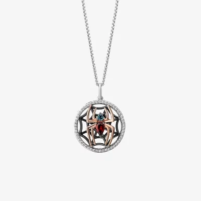 Marvel Fine Jewelry Womens 1/6 CT. T.W. Genuine Red Garnet 14K Rose Gold Over Silver Sterling Silver Spiderman Pendant Necklace