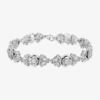 Enchanted Disney Fine Jewelry Sterling Silver 7.5 Inch Flower Cinderella Princess Link Bracelet