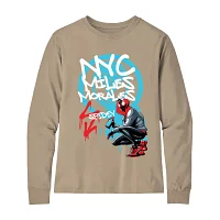 Little & Big Boys Miles Morales Crew Neck Long Sleeve Spiderman Graphic T-Shirt