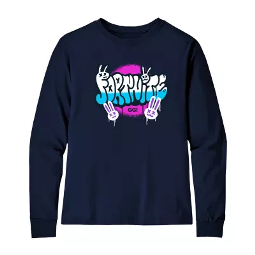 Big Boys Crew Neck Long Sleeve Fortnite Graphic T-Shirt