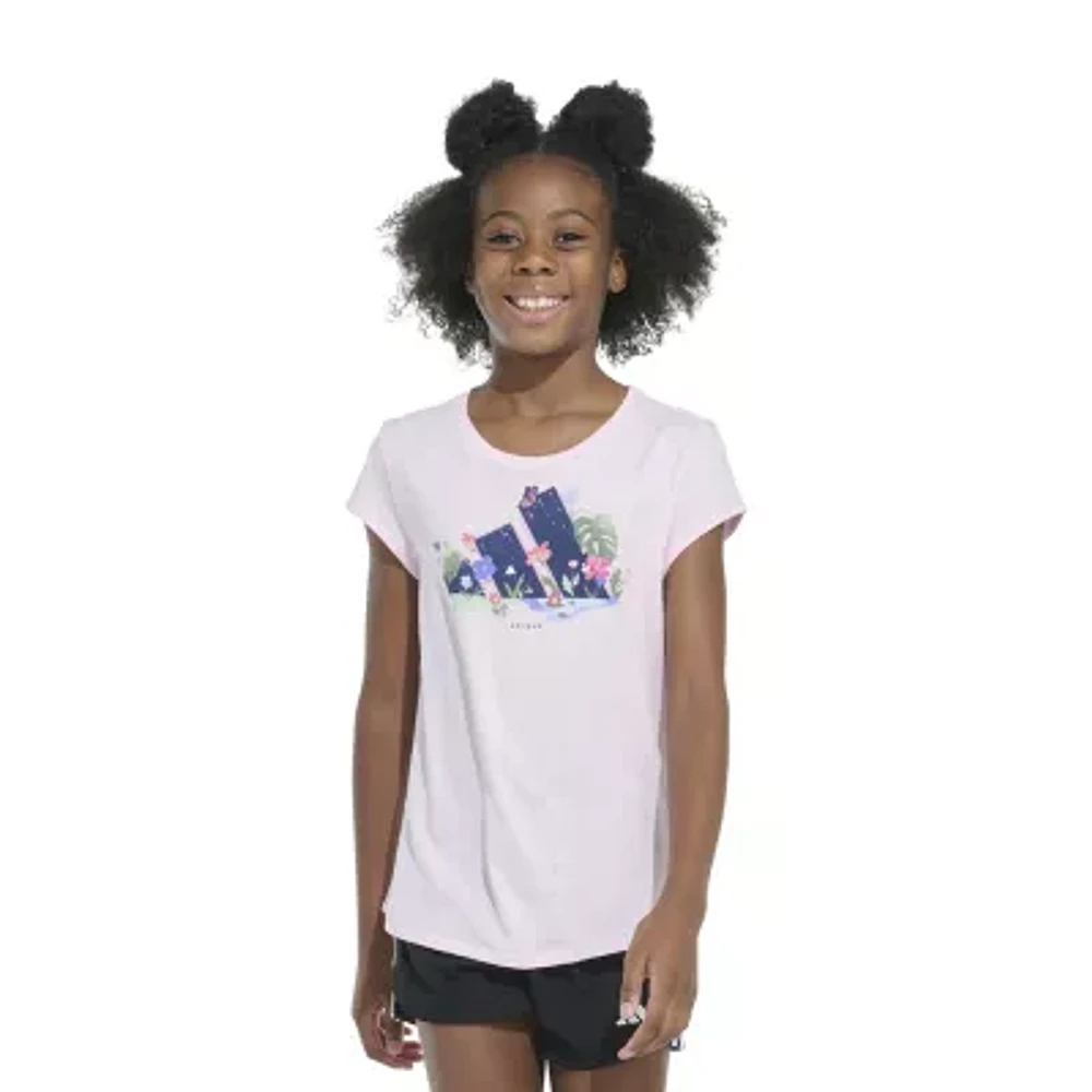 adidas Big Girls Crew Neck Short Sleeve Graphic T-Shirt