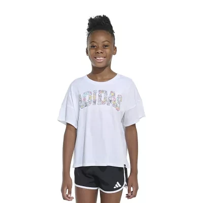 adidas Big Girls Crew Neck Short Sleeve Graphic T-Shirt