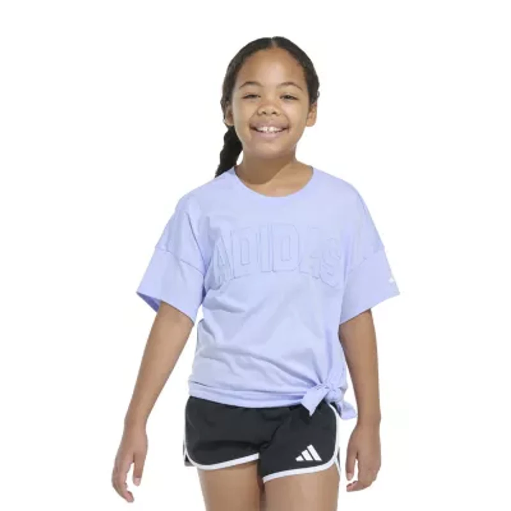 adidas Big Girls Crew Neck Short Sleeve Graphic T-Shirt