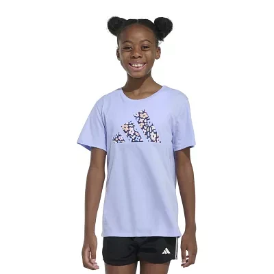 adidas Big Girls Crew Neck Short Sleeve Graphic T-Shirt