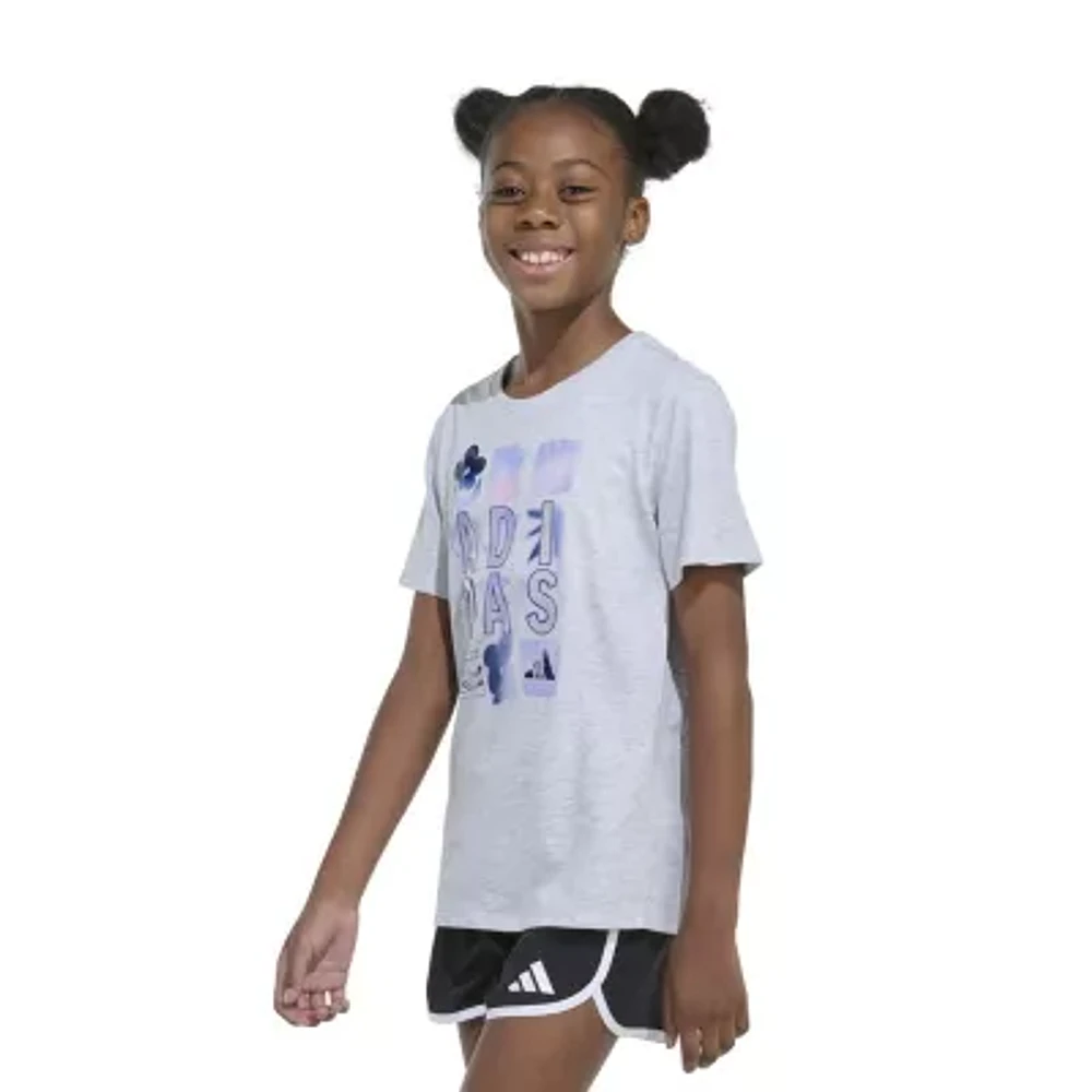 adidas Big Girls Crew Neck Short Sleeve Graphic T-Shirt