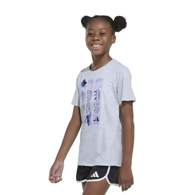 adidas Big Girls Crew Neck Short Sleeve Graphic T-Shirt