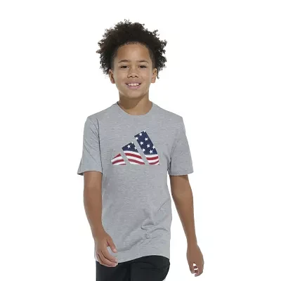 adidas Big Boys Crew Neck Short Sleeve Graphic T-Shirt