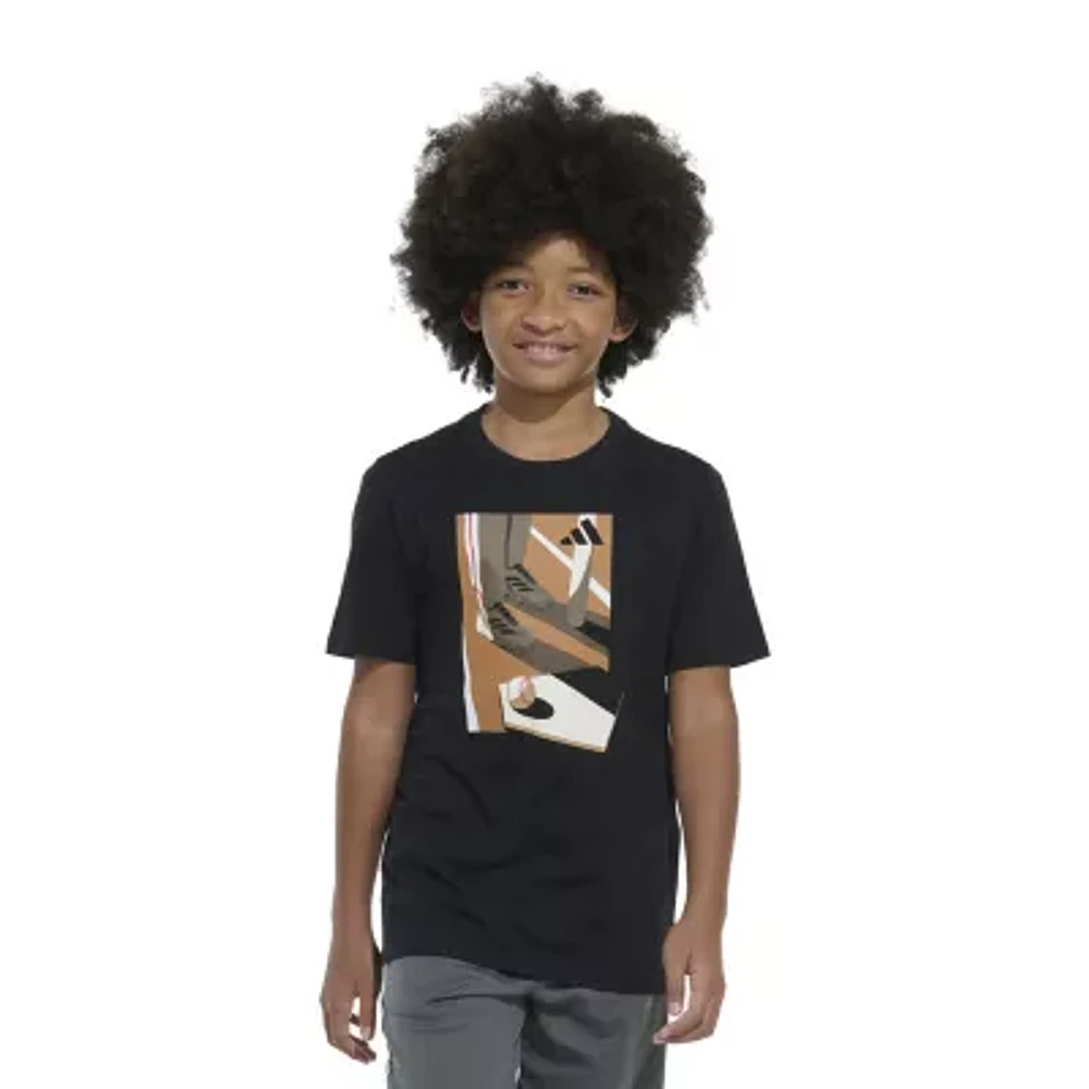 adidas Big Boys Crew Neck Short Sleeve Graphic T-Shirt
