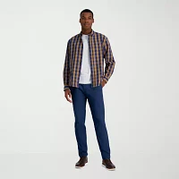 Haggar Mens Regular Fit Long Sleeve Plaid Button-Down Shirt