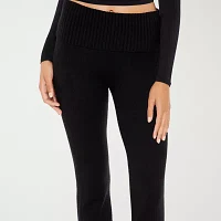 Forever 21-Juniors Foldover Sweater Womens Mid Rise Flare Pull-On Pants