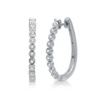 1/4 CT. T.W. Natural White Diamond Sterling Silver 25.5mm Hoop Earrings