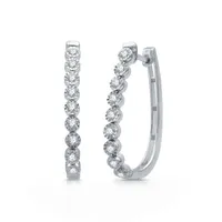 1/2 CT. T.W. Mined White Diamond Sterling Silver 27.5mm Hoop Earrings