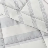 Casual Comfort Premium Down Alternative Distressed Stripe Reversible Comforter Set