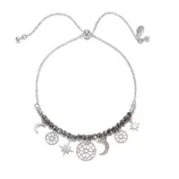 Bijoux Bar Delicates Silver Tone Link Moon Star Charm Bracelet