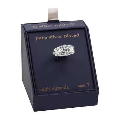 Sparkle Allure -pc. Cubic Zirconia Pure Silver Over Brass Ring Sets