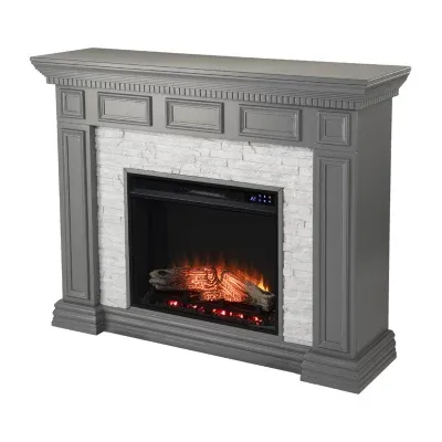 Glewick Faux Stone Electric Fireplace