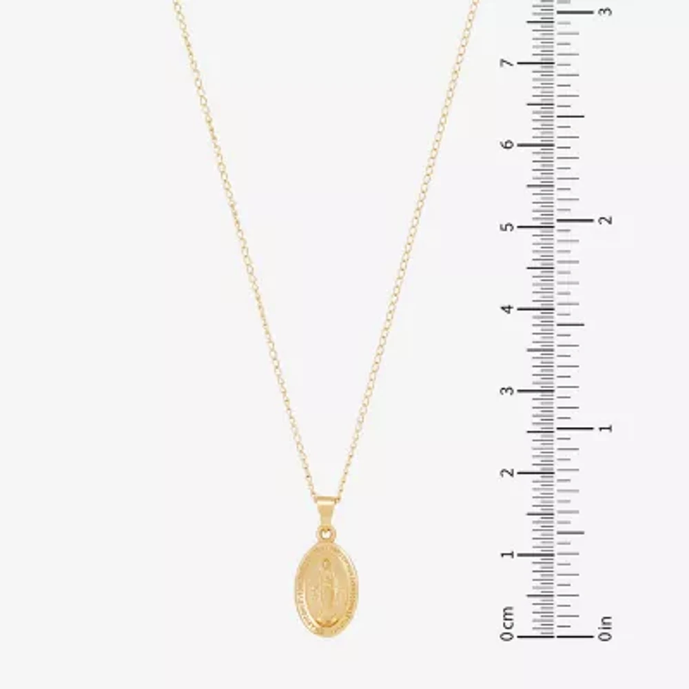 Miraculous Medal Girls 14K Gold Oval Pendant Necklace