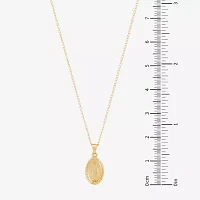 Miraculous Medal Girls 14K Gold Oval Pendant Necklace