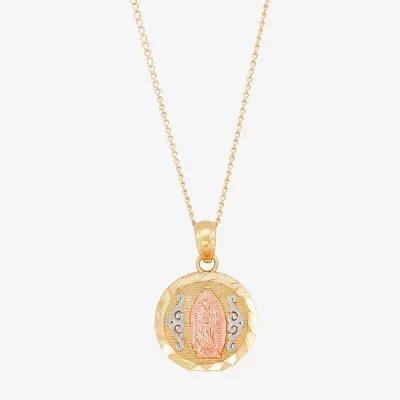 Our Lady Of Guadalupe / Nuestra Senora De Guadalupe Girls 14K Gold Round Pendant Necklaces